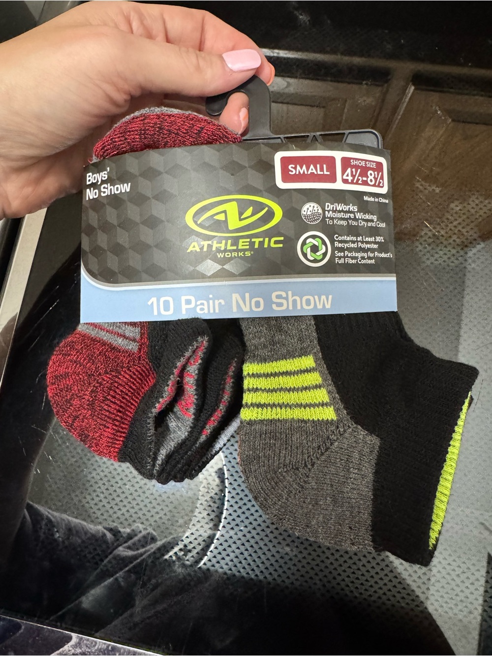 Athletic Works toddler boy' No-Show Socks - Black, Gray & Red (10 Pair)